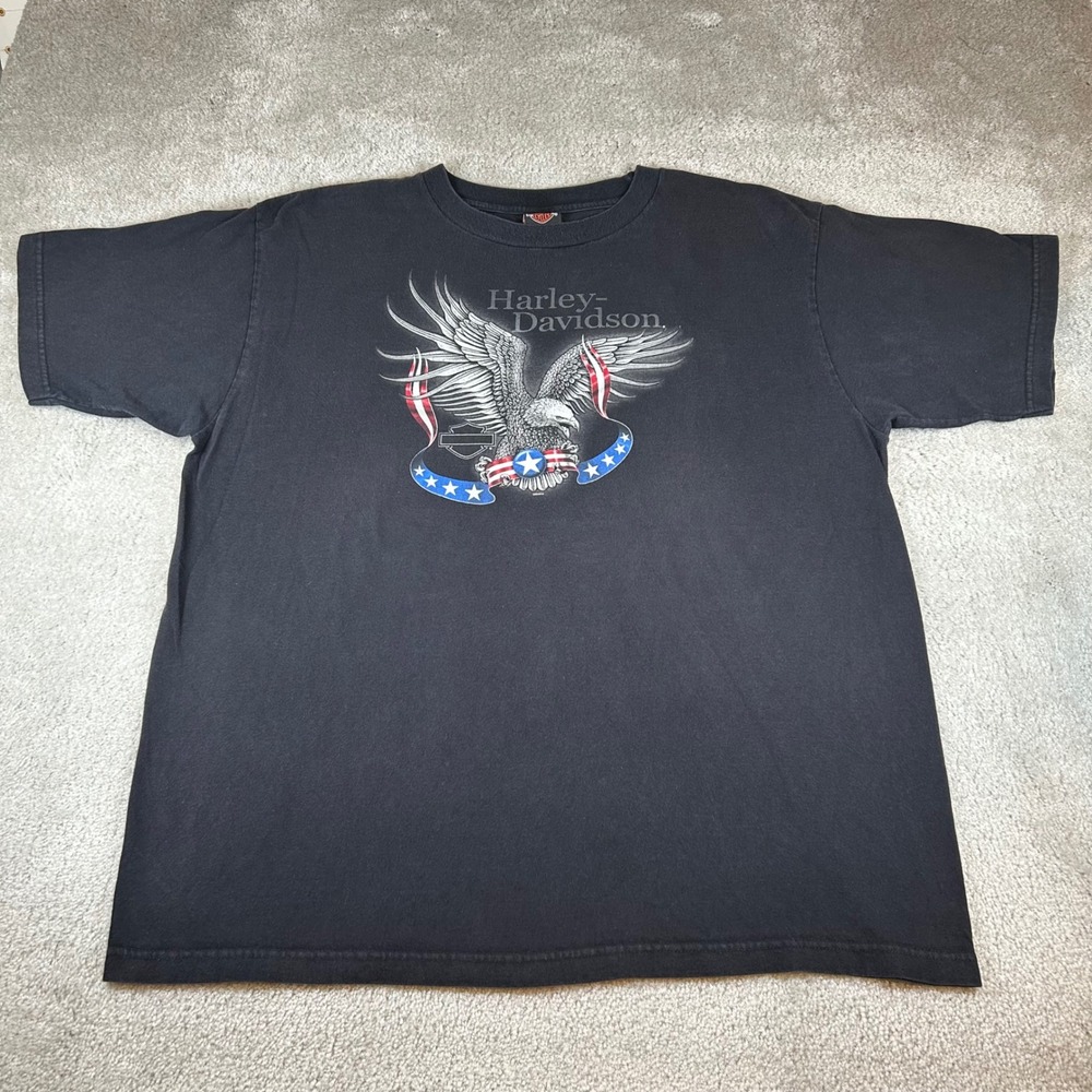VTG Harley-Davidson Graphic T-Shirt Mens 2XL Black Eagle Colboch Morristown TN